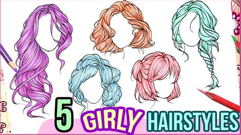 how to draw cute hair|how to draw girl hairstyles.